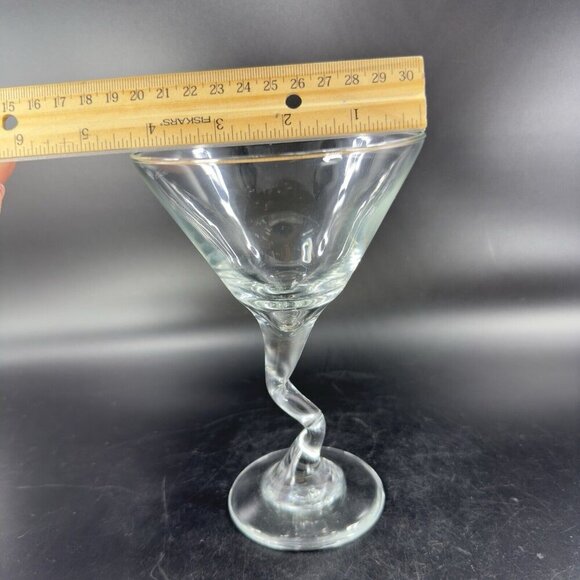 Martini Glasses Squiggle Cocktail Bent Stem Crooked Cocktail Set 2 Clear Glasses - Picture 4 of 14